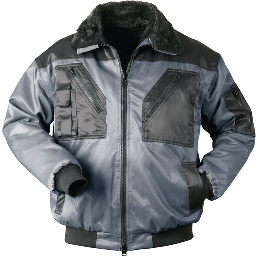 Pilotenjacke Ted, grau/schwarz, 3D-Bild-01